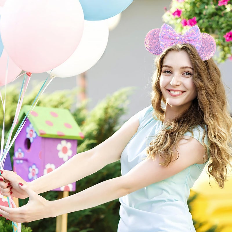 MADO Pink Mouse Ears Headband for Women, Adults and Girls - Fairy Ear Headpieces for Disney Park Visits (Light Pink) - Image 2